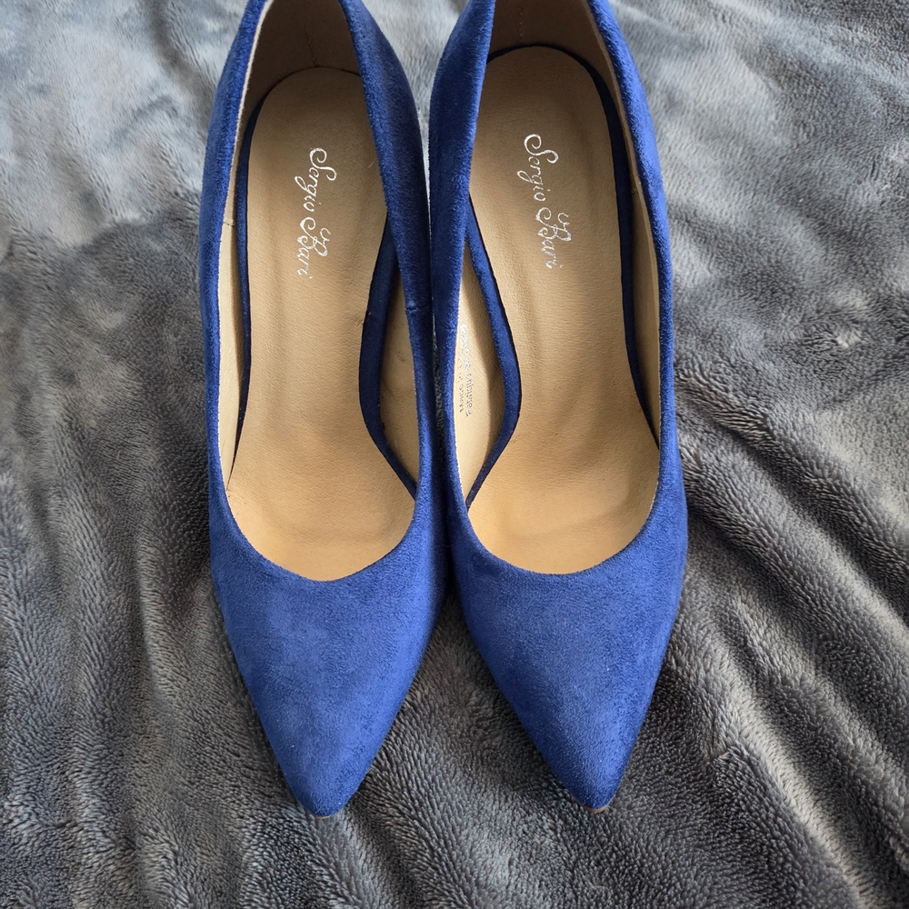 Sergio Bari Royal Blue Suede Heels - Picture 8 of 13